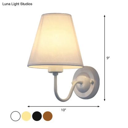 DecorBites™ DecorBites™ Nordic Cone Wall Lamp - 1-Light Fabric Wall Lighting with Curved Arm in Black/White - Black/Brown/Beige Options