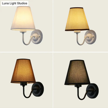 DecorBites™ DecorBites™ Nordic Cone Wall Lamp - 1-Light Fabric Wall Lighting with Curved Arm in Black/White - Black/Brown/Beige Options