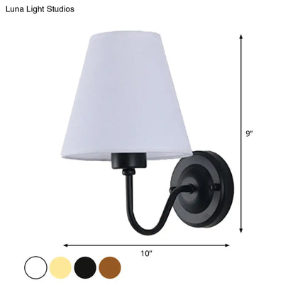DecorBites™ DecorBites™ Nordic Cone Wall Lamp - 1-Light Fabric Wall Lighting with Curved Arm in Black/White - Black/Brown/Beige Options