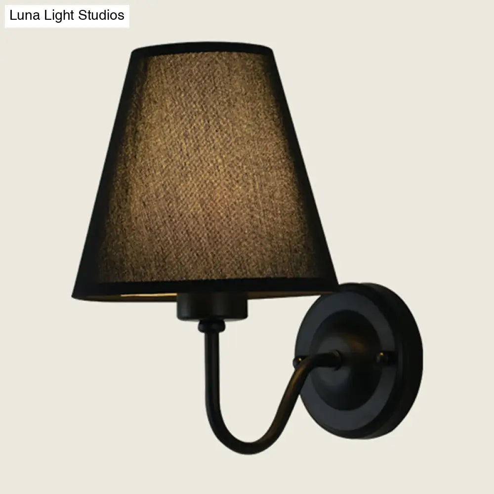 DecorBites™ DecorBites™ Nordic Cone Wall Lamp - 1-Light Fabric Wall Lighting with Curved Arm in Black/White - Black/Brown/Beige Options