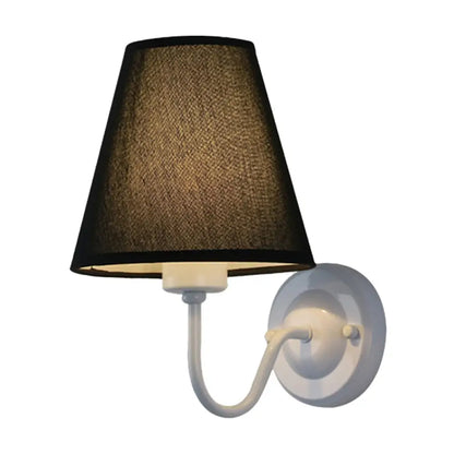 DecorBites™ DecorBites™ Nordic Cone Wall Lamp - 1-Light Fabric Wall Lighting with Curved Arm in Black/White - Black/Brown/Beige Options