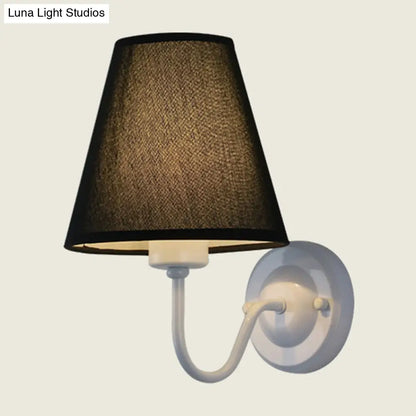 DecorBites™ DecorBites™ Nordic Cone Wall Lamp - 1-Light Fabric Wall Lighting with Curved Arm in Black/White - Black/Brown/Beige Options