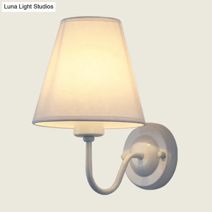 DecorBites™ DecorBites™ Nordic Cone Wall Lamp - 1-Light Fabric Wall Lighting with Curved Arm in Black/White - Black/Brown/Beige Options