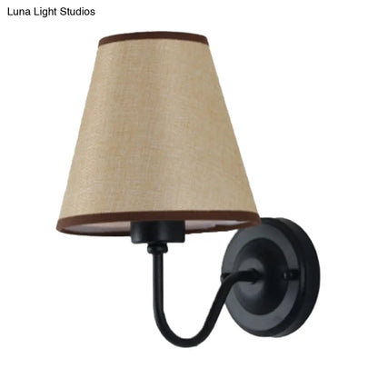 DecorBites™ DecorBites™ Nordic Cone Wall Lamp - 1-Light Fabric Wall Lighting with Curved Arm in Black/White - Black/Brown/Beige Options