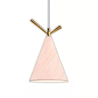 Nordic Conical Pendant Metallic Hanging Light with Antler Deco - 1-Bulb Ceiling Fixture for Dining Room