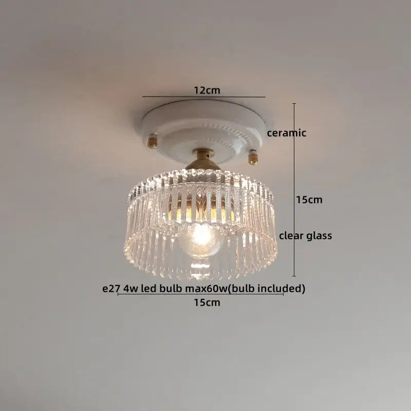 Nordic cream ceramic led ceiling light with white ceramic base and crystal glass dome strands for bedroom decorbites ceramic led ceiling