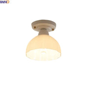 Nordic cream ceramic led ceiling light with dome glass shade beige metal base and gold-toned mounting screws for decorbites ceramic led ceiling