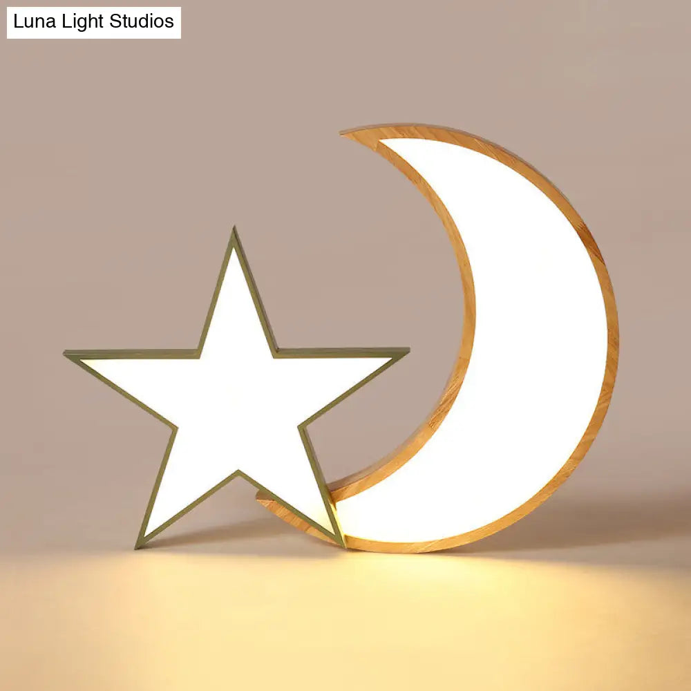 Lámpara de techo LED DecorBites™ Nordic Crescent &amp; Moon para jardín de infancia - Acabado en madera acrílica