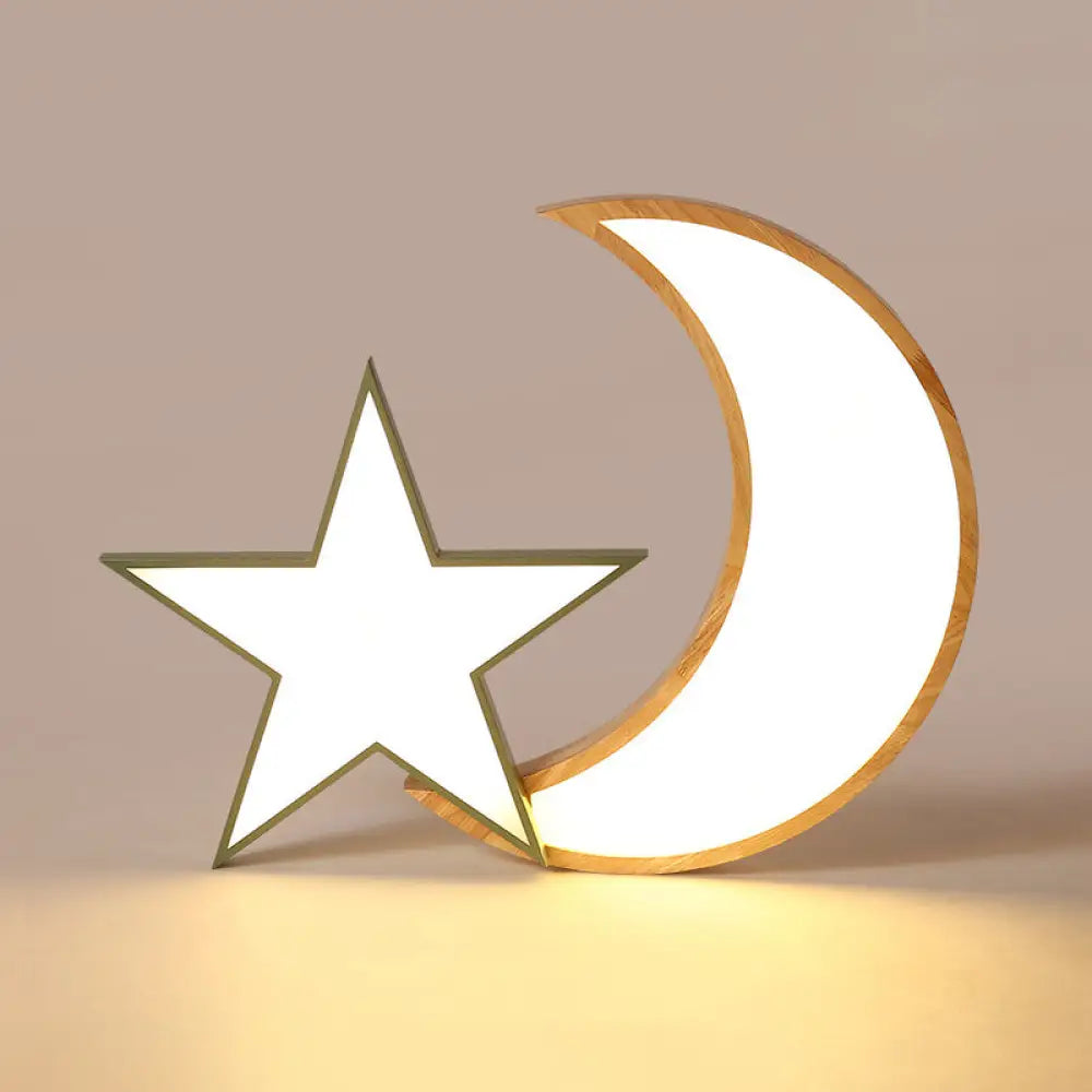 Lámpara de techo LED DecorBites™ Nordic Crescent &amp; Moon para jardín de infancia - Acabado en madera acrílica