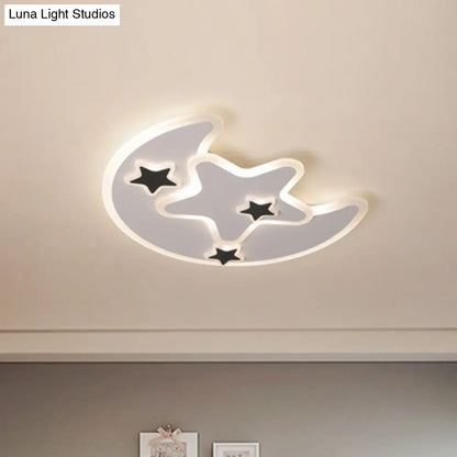 DecorBites™ DecorBites™ Nordic Crescent & Star LED Flush Mount Acrylic Ceiling Light - White