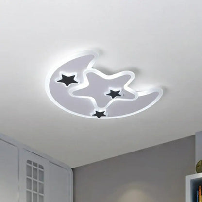 DecorBites™ DecorBites™ Nordic Crescent & Star LED Flush Mount Acrylic Ceiling Light - White