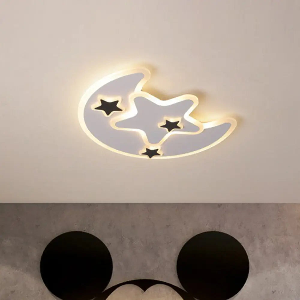 DecorBites™ DecorBites™ Nordic Crescent & Star LED Flush Mount Acrylic Ceiling Light - White