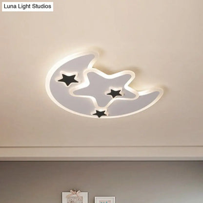 DecorBites™ DecorBites™ Nordic Crescent & Star LED Flush Mount Acrylic Ceiling Light - White