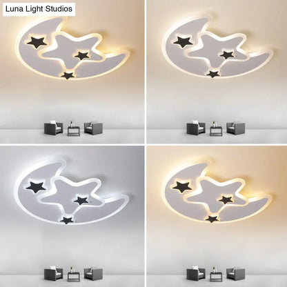 DecorBites™ DecorBites™ Nordic Crescent & Star LED Flush Mount Acrylic Ceiling Light - White