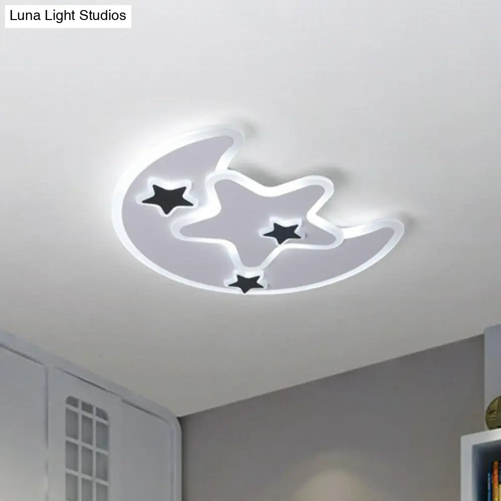 DecorBites™ DecorBites™ Nordic Crescent & Star LED Flush Mount Acrylic Ceiling Light - White