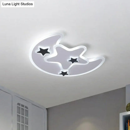 DecorBites™ DecorBites™ Nordic Crescent & Star LED Flush Mount Acrylic Ceiling Light - White