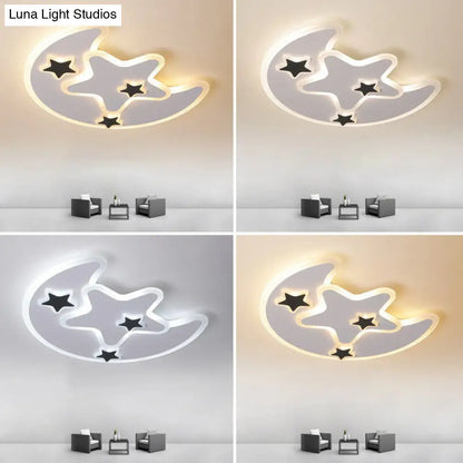 DecorBites™ DecorBites™ Nordic Crescent & Star LED Flush Mount Acrylic Ceiling Light - White