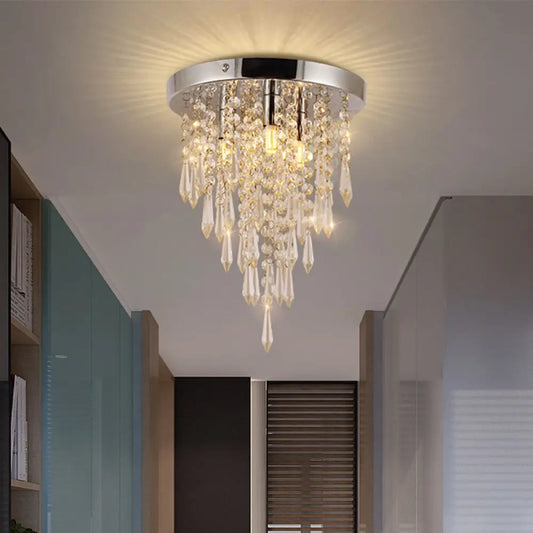DecorBites™ DecorBites™ Nordic Crystal Droplet Flush Mount Ceiling Light Fixture in Chrome - 3 Lights