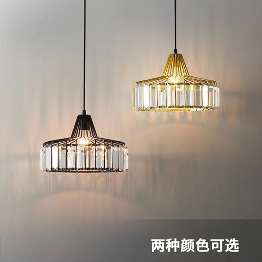 Nordic Crystal Round Pendant Light in Black Iron - Decorbites