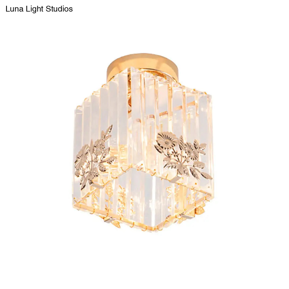 Lámpara de techo semiempotrada DecorBites™ Nordic Cube de cristal, acabado dorado