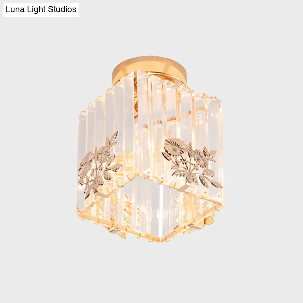 Lámpara de techo semiempotrada DecorBites™ Nordic Cube de cristal, acabado dorado