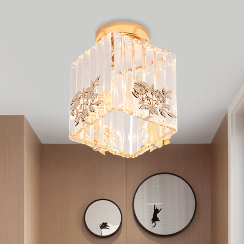 Lámpara de techo semiempotrada DecorBites™ Nordic Cube de cristal, acabado dorado