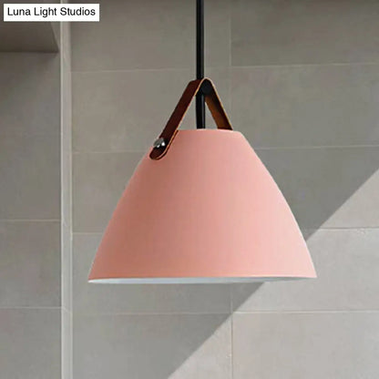 Nordic Curved Coolie Pendant Light - Sleek Aluminum Hanging Lamp in Chic Black/Blue/Grey/Pink/White for Dining Room