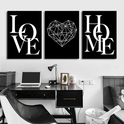 Nordic Diamond Heart Canvas Prints Set