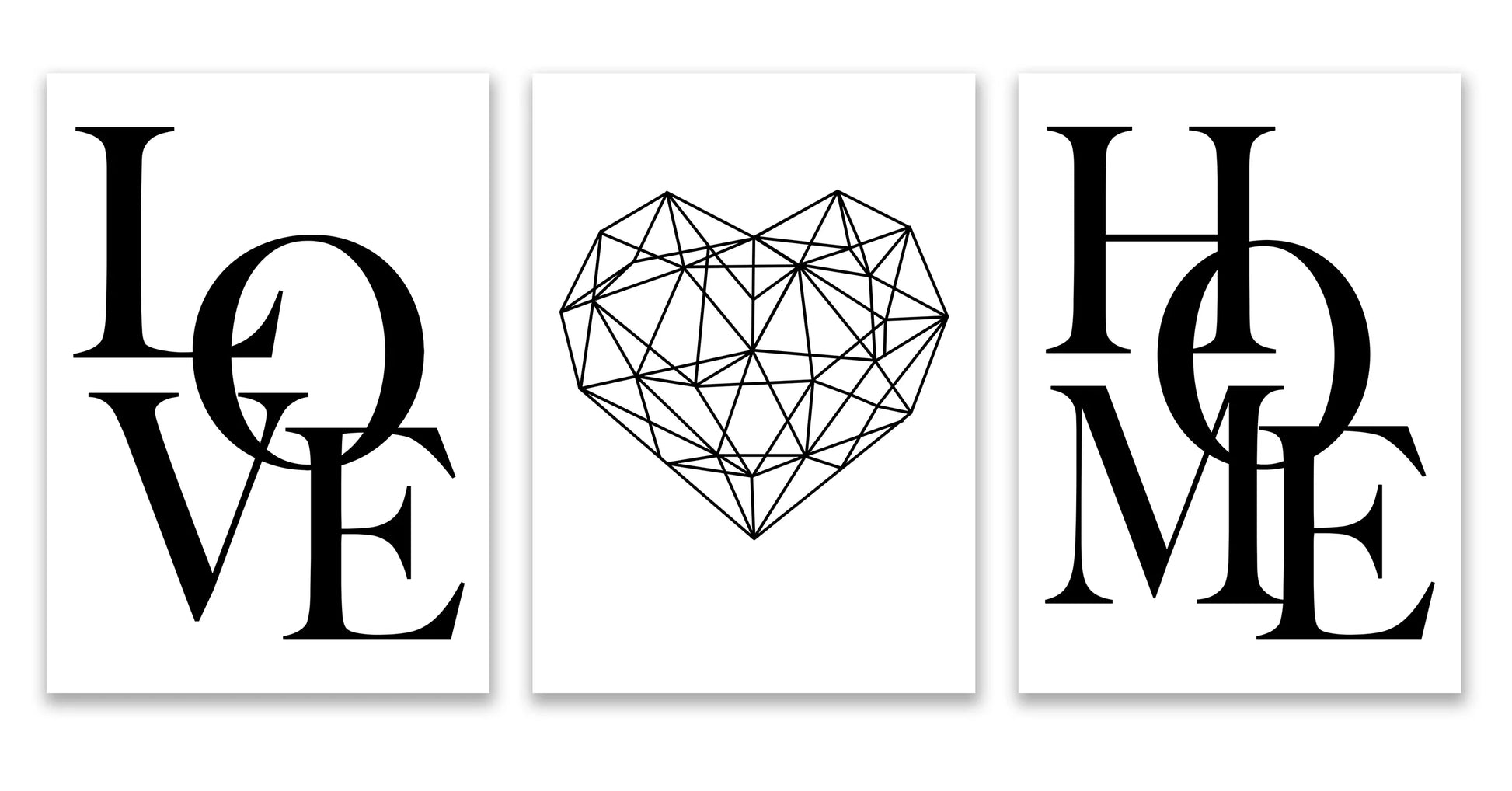 Nordic Diamond Heart Canvas Prints Set - 3pcs A / 50x75cm No Frame