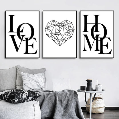Nordic Diamond Heart Canvas Prints Set