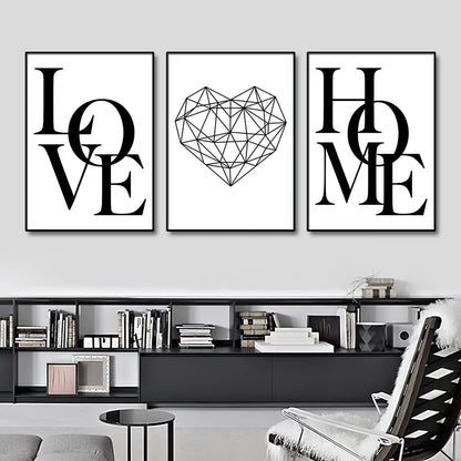 Nordic Diamond Heart Canvas Prints Set