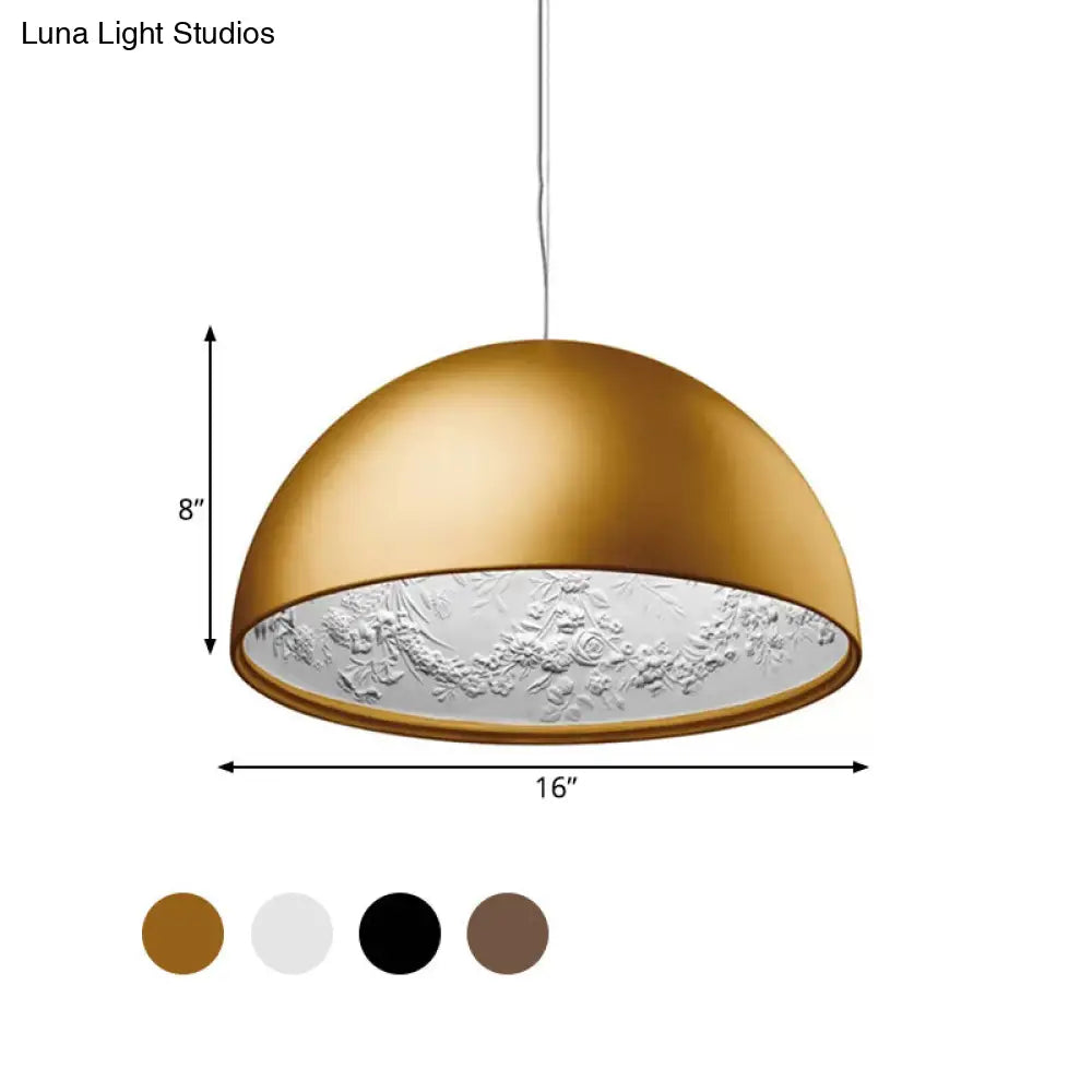 Nordic Dome Pendant Light with Intricate Pattern, 1-Light in Black/White/Brown, 16"/23.5"/35.5" Wide for Dining Room