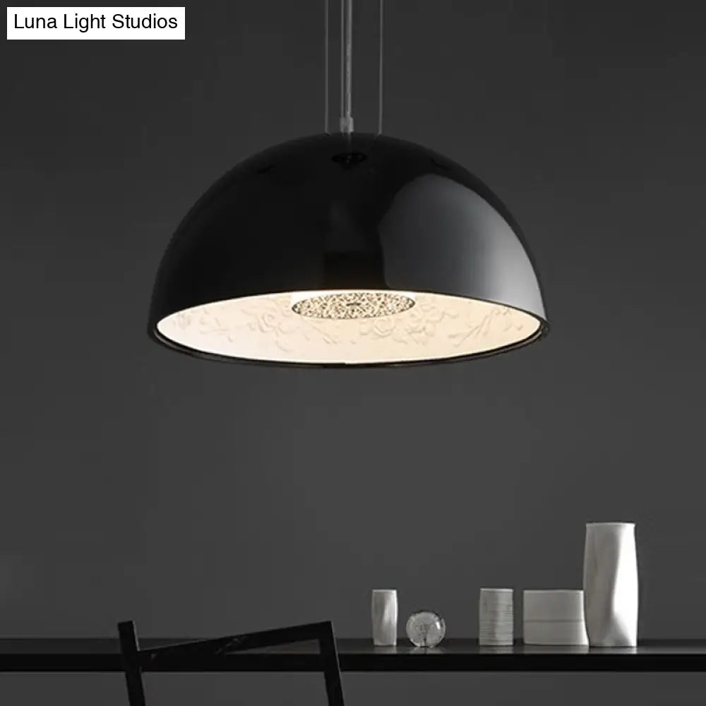 Nordic Dome Pendant Light with Intricate Pattern, 1-Light in Black/White/Brown, 16"/23.5"/35.5" Wide for Dining Room