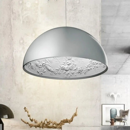 Nordic Dome Pendant Light with Intricate Pattern, 1-Light in Black/White/Brown, 16"/23.5"/35.5" Wide for Dining Room