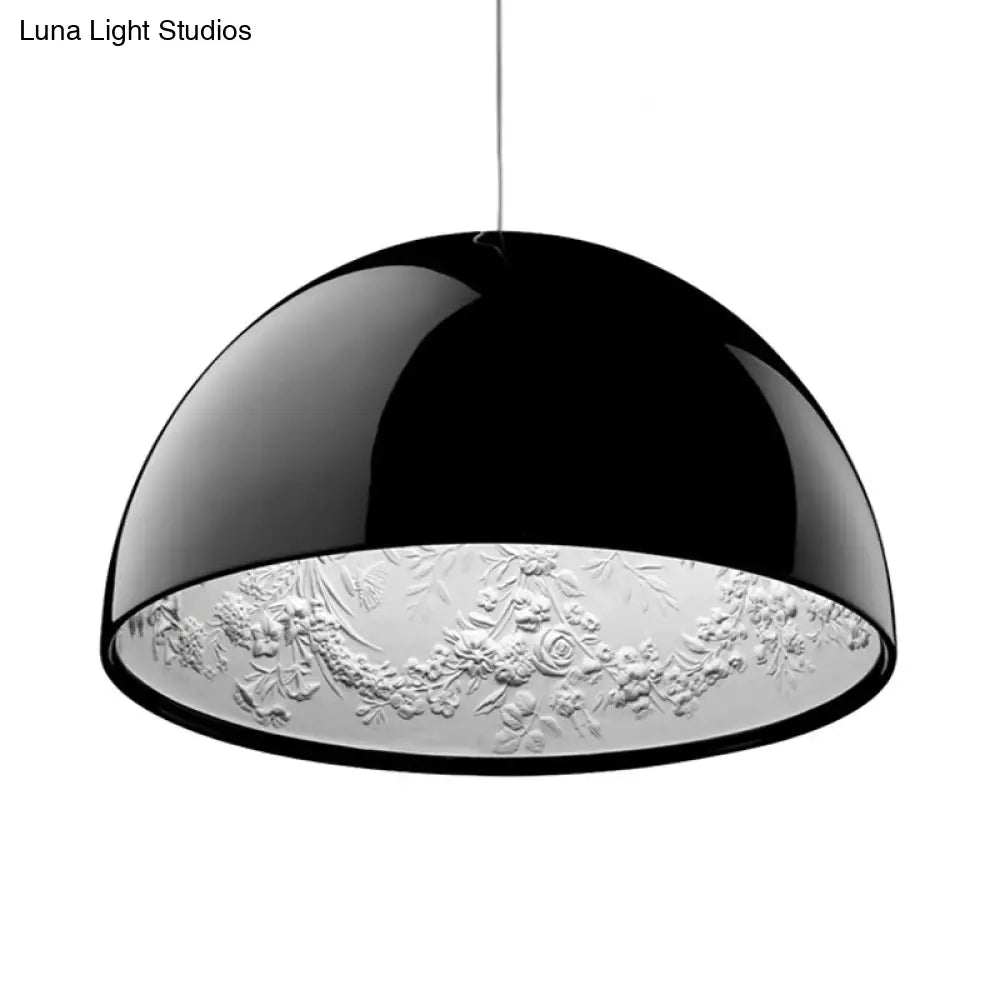 Nordic Dome Pendant Light with Intricate Pattern, 1-Light in Black/White/Brown, 16"/23.5"/35.5" Wide for Dining Room