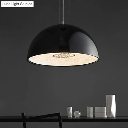 Nordic Dome Pendant Light with Intricate Pattern, 1-Light in Black/White/Brown, 16"/23.5"/35.5" Wide for Dining Room