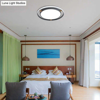 DecorBites™ DecorBites™ Nordic Dual Circle LED Ceiling Flush Light with Wood Arm - White/Green/Grey, Thin Flushmount Lighting - 16"/19.5"/23.5" W