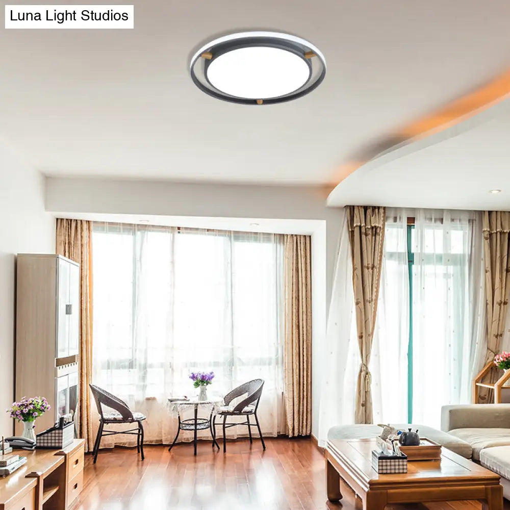 DecorBites™ DecorBites™ Nordic Dual Circle LED Ceiling Flush Light with Wood Arm - White/Green/Grey, Thin Flushmount Lighting - 16"/19.5"/23.5" W