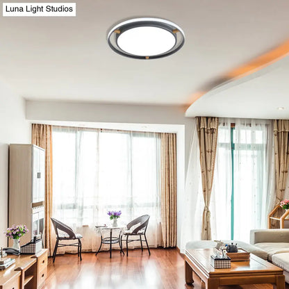 DecorBites™ DecorBites™ Nordic Dual Circle LED Ceiling Flush Light with Wood Arm - White/Green/Grey, Thin Flushmount Lighting - 16"/19.5"/23.5" W