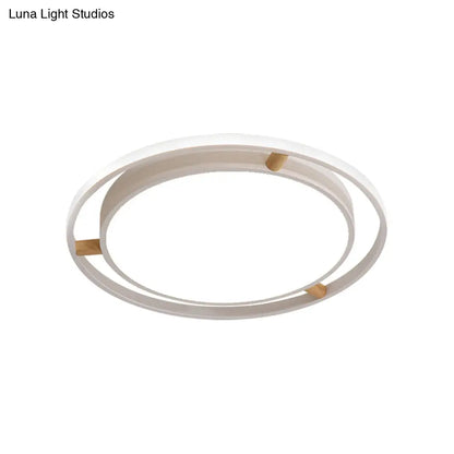 DecorBites™ DecorBites™ Nordic Dual Circle LED Ceiling Flush Light with Wood Arm - White/Green/Grey, Thin Flushmount Lighting - 16"/19.5"/23.5" W