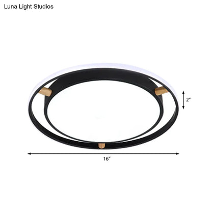 DecorBites™ DecorBites™ Nordic Dual Circle LED Ceiling Flush Light with Wood Arm - White/Green/Grey, Thin Flushmount Lighting - 16"/19.5"/23.5" W