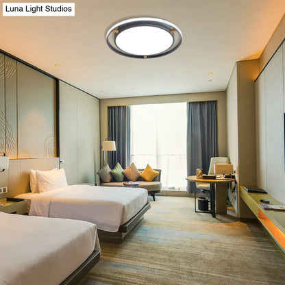 DecorBites™ DecorBites™ Nordic Dual Circle LED Ceiling Flush Light with Wood Arm - White/Green/Grey, Thin Flushmount Lighting - 16"/19.5"/23.5" W