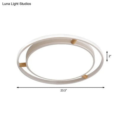 DecorBites™ DecorBites™ Nordic Dual Circle LED Ceiling Flush Light with Wood Arm - White/Green/Grey, Thin Flushmount Lighting - 16"/19.5"/23.5" W