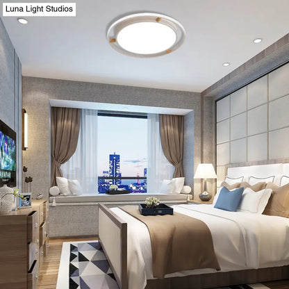 DecorBites™ DecorBites™ Nordic Dual Circle LED Ceiling Flush Light with Wood Arm - White/Green/Grey, Thin Flushmount Lighting - 16"/19.5"/23.5" W