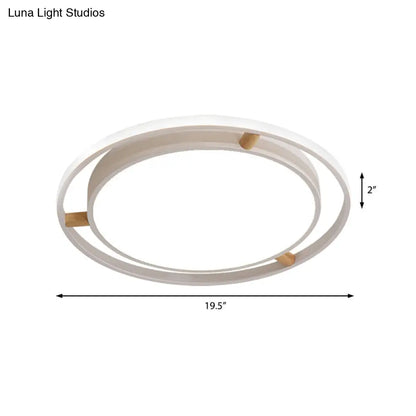 DecorBites™ DecorBites™ Nordic Dual Circle LED Ceiling Flush Light with Wood Arm - White/Green/Grey, Thin Flushmount Lighting - 16"/19.5"/23.5" W