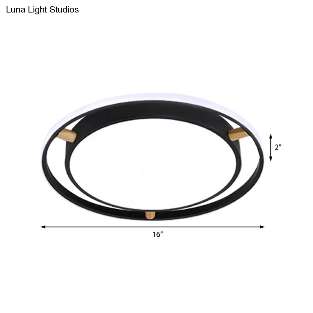 DecorBites™ DecorBites™ Nordic Dual Circle LED Ceiling Flush Light with Wood Arm - White/Green/Grey, Thin Flushmount Lighting - 16"/19.5"/23.5" W