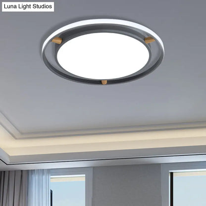 DecorBites™ DecorBites™ Nordic Dual Circle LED Ceiling Flush Light with Wood Arm - White/Green/Grey, Thin Flushmount Lighting - 16"/19.5"/23.5" W