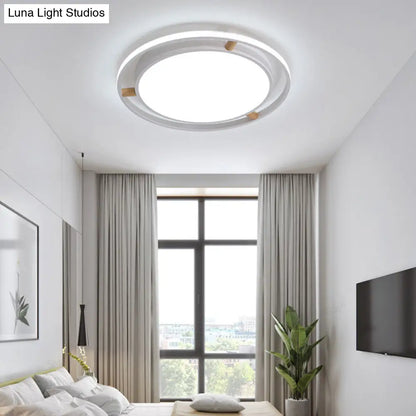 DecorBites™ DecorBites™ Nordic Dual Circle LED Ceiling Flush Light with Wood Arm - White/Green/Grey, Thin Flushmount Lighting - 16"/19.5"/23.5" W