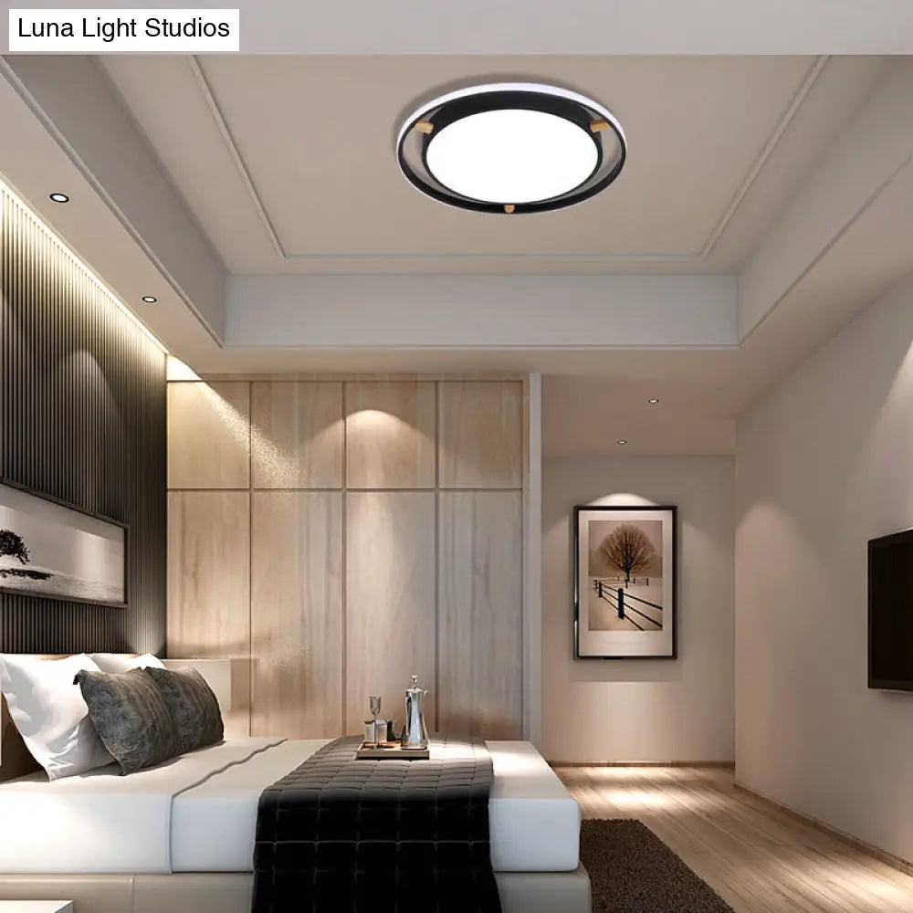 DecorBites™ DecorBites™ Nordic Dual Circle LED Ceiling Flush Light with Wood Arm - White/Green/Grey, Thin Flushmount Lighting - 16"/19.5"/23.5" W