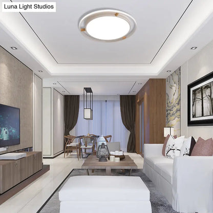 DecorBites™ DecorBites™ Nordic Dual Circle LED Ceiling Flush Light with Wood Arm - White/Green/Grey, Thin Flushmount Lighting - 16"/19.5"/23.5" W